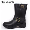 HEE GRAND 2018 Women Rain Boots Western Boots Women Ankle Boots with Buckle High Water Shoes XWX6737