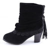 HEE GRAND Fringe Sexy Women Ankle Boots Casual Platform Shoes Woman High Heels Western Boots Slip On Winter Women Shoes XWX7134